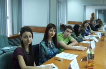 Members of the "Model United Nations" discussion club